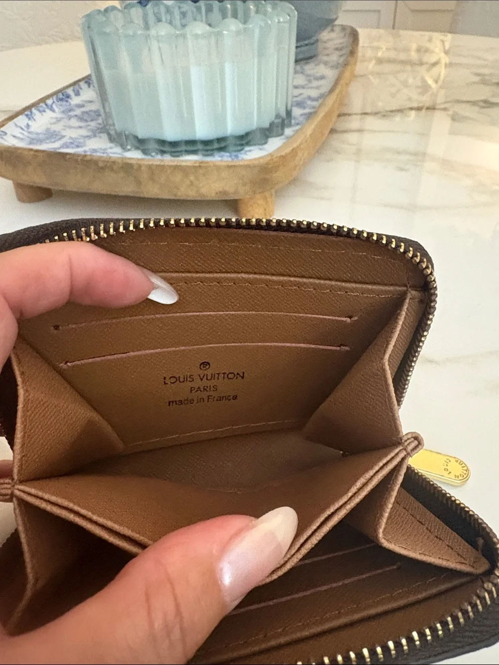 Louis Vuitton Monogram Brown and Gold Compact Zip Coin Purse